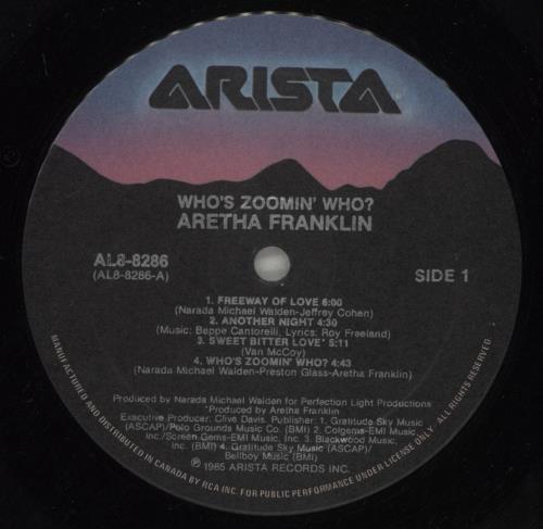 Aretha Franklin Who's Zoomin' Who? vinyl LP album (LP record) Canadian ARELPWH879999