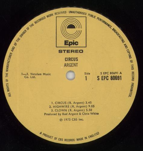 Argent Circus vinyl LP album (LP record) UK RGELPCI725468