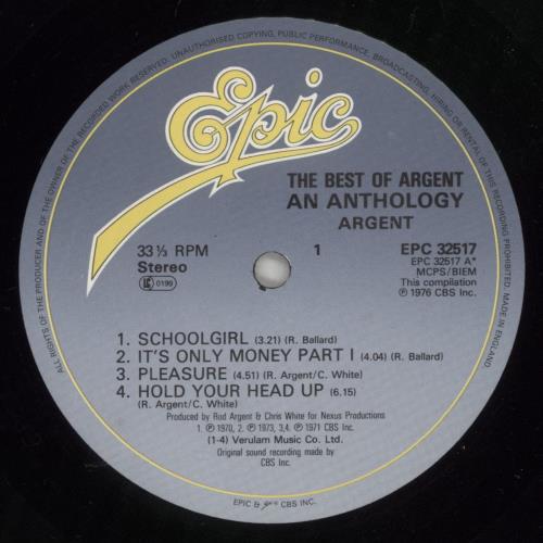 Argent The Best Of Argent vinyl LP album (LP record) UK RGELPTH579018