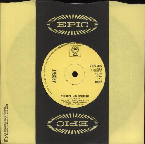 Argent Thunder And Lightning 7" vinyl single (7 inch record / 45) UK RGE07TH734677