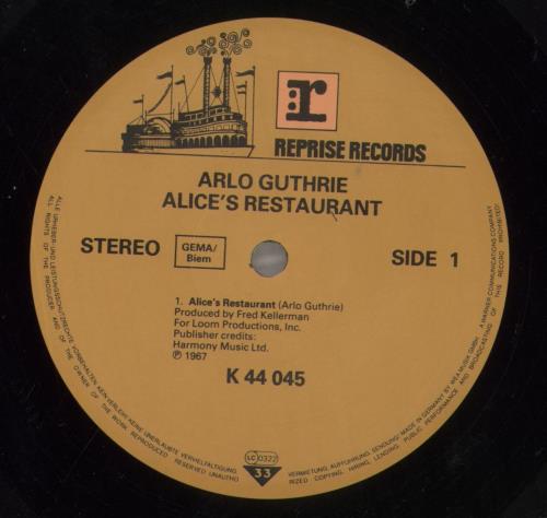 Arlo Guthrie Alice's Restaurant vinyl LP album (LP record) German AOGLPAL543546