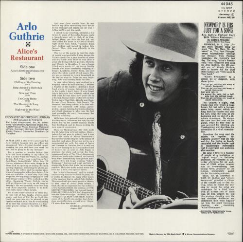 Arlo Guthrie Alice's Restaurant vinyl LP album (LP record) German AOGLPAL543546