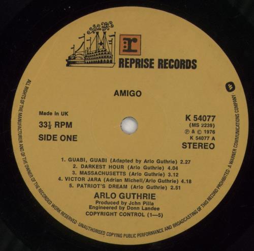 Arlo Guthrie Amigo vinyl LP album (LP record) UK AOGLPAM425204
