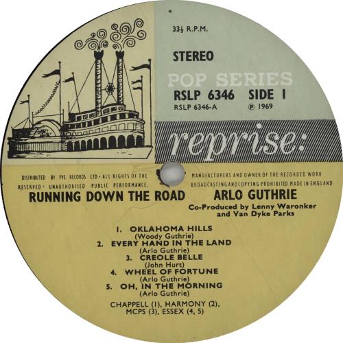 Arlo Guthrie Running Down The Road vinyl LP album (LP record) UK AOGLPRU425170