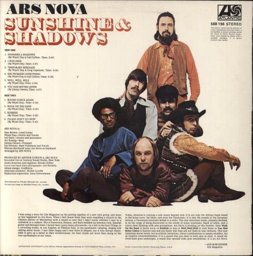 Ars Nova Sunshine & Shadows vinyl LP album (LP record) UK OVALPSU824004