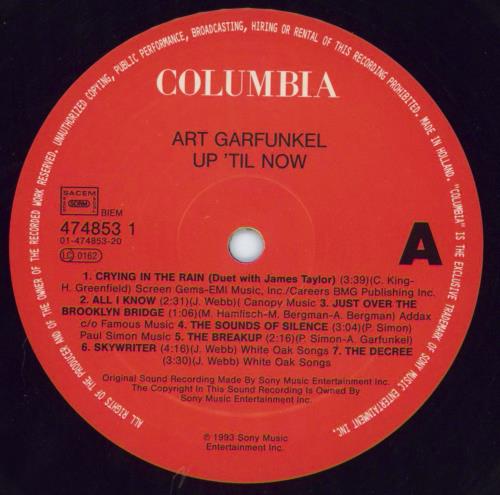 Art Garfunkel Up 'Til Now vinyl LP album (LP record) UK ARTLPUP797434