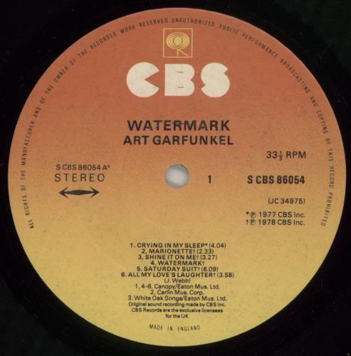 Art Garfunkel Watermark - Stickered Sleeve vinyl LP album (LP record) UK ARTLPWA620018