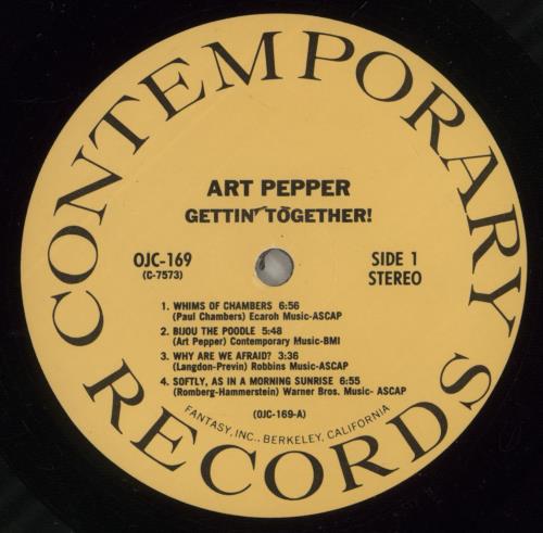 Art Pepper Gettin' Together! - Opened shrink with Sticker vinyl LP album (LP record) US A/PLPGE875397