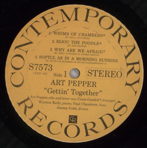 Art Pepper Gettin' Together vinyl LP album (LP record) US A/PLPGE875560