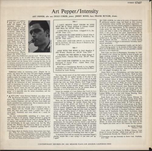 Art Pepper Intensity vinyl LP album (LP record) US A/PLPIN532120
