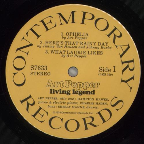 Art Pepper Living Legend - Opened shrink vinyl LP album (LP record) US A/PLPLI875399