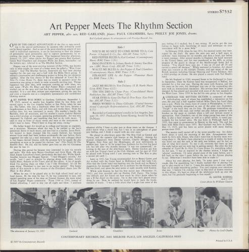 Art Pepper Meets the Rhythm Section vinyl LP album (LP record) US A/PLPME363948