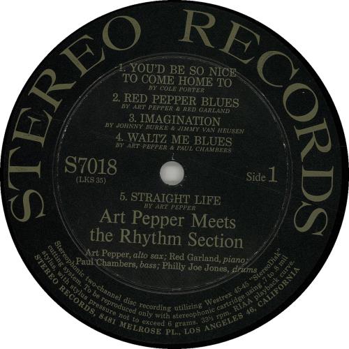Art Pepper Meets The Rhythm Section vinyl LP album (LP record) US A/PLPME651271