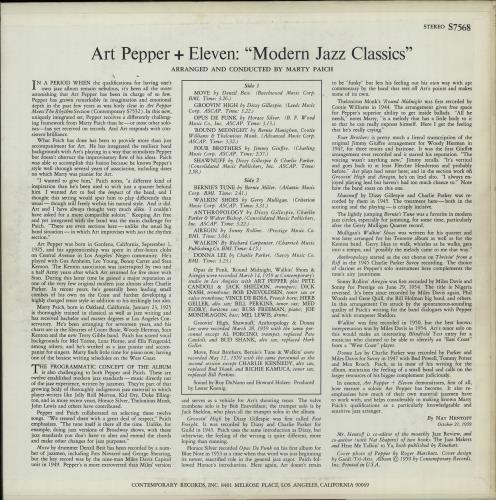 Art Pepper Modern Jazz Classics - 1st vinyl LP album (LP record) US A/PLPMO651272