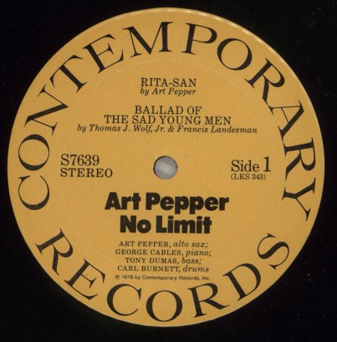 Art Pepper No Limit vinyl LP album (LP record) US A/PLPNO532692