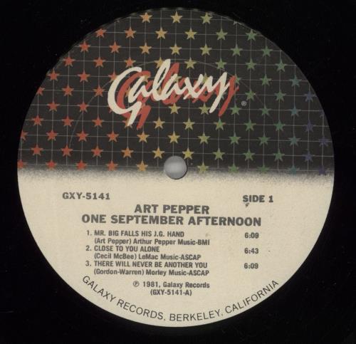 Art Pepper One September Afternoon vinyl LP album (LP record) US A/PLPON468533