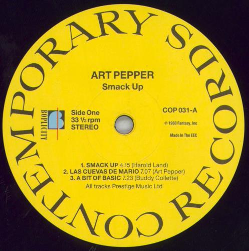 Art Pepper Smack Up vinyl LP album (LP record) European A/PLPSM821360