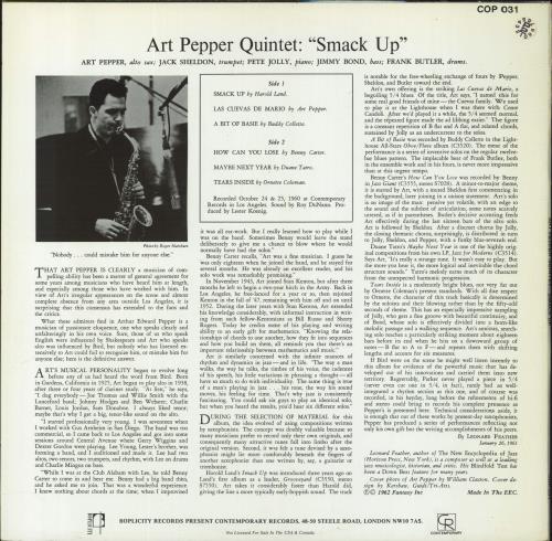 Art Pepper Smack Up vinyl LP album (LP record) European A/PLPSM821360