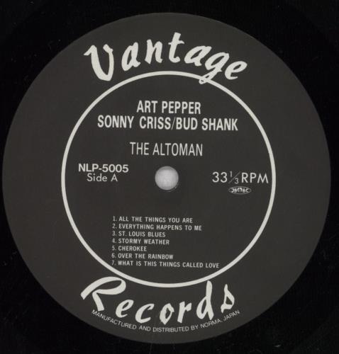 Art Pepper The Altoman vinyl LP album (LP record) Japanese A/PLPTH846998