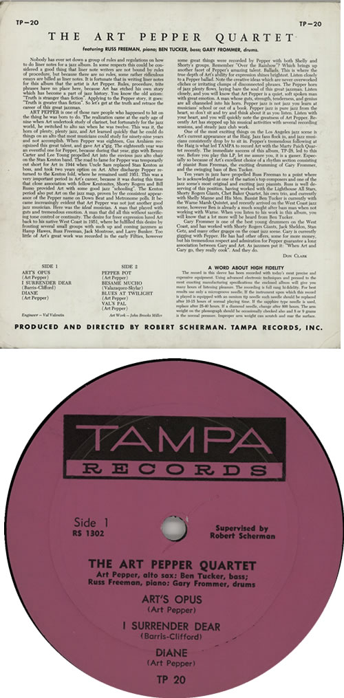 Art Pepper The Art Pepper Quartet - 2nd vinyl LP album (LP record) US A/PLPTH633705