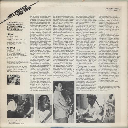 Art Pepper The Trip vinyl LP album (LP record) US A/PLPTH468524