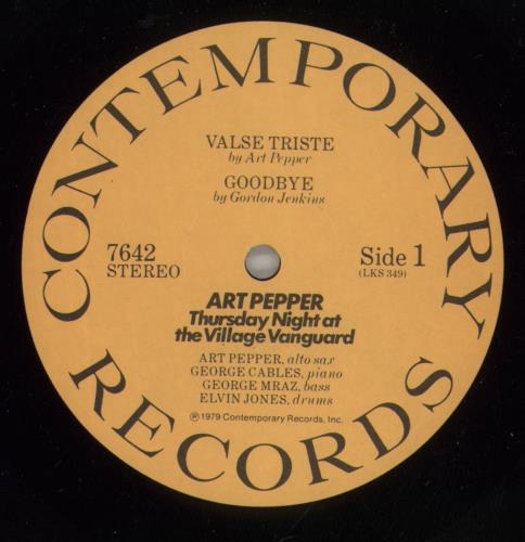 Art Pepper Thursday Night At The Village Vanguard vinyl LP album (LP record) US A/PLPTH587772