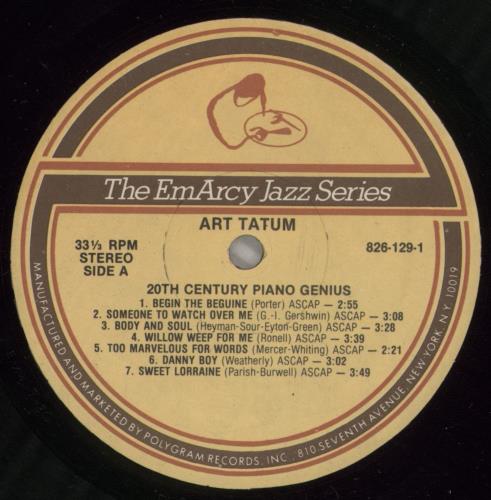 Art Tatum 20th Century Piano Genius 2-LP vinyl record set (Double LP Album) US AT42LTH880114