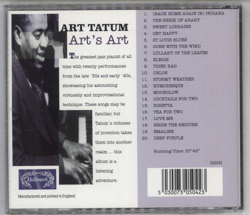 Art Tatum Art's Art CD album (CDLP) UK AT4CDAR723379
