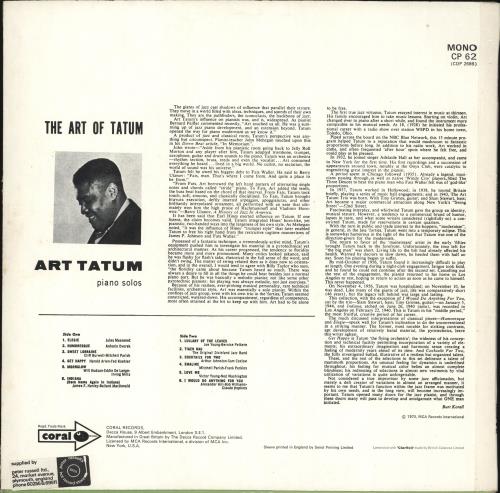 Art Tatum The Art Of Tatum vinyl LP album (LP record) UK AT4LPTH708906