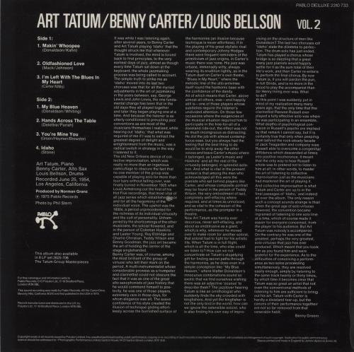 Art Tatum The Tatum Group Masterpieces - Tatum, Carter & Bellson Vol 2 vinyl LP album (LP record) UK AT4LPTH493660