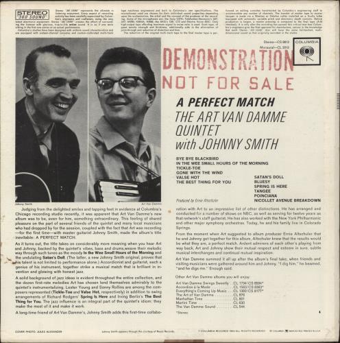 Art Van Damme A Perfect Match - Demo stamped vinyl LP album (LP record) US A00LPAP879369