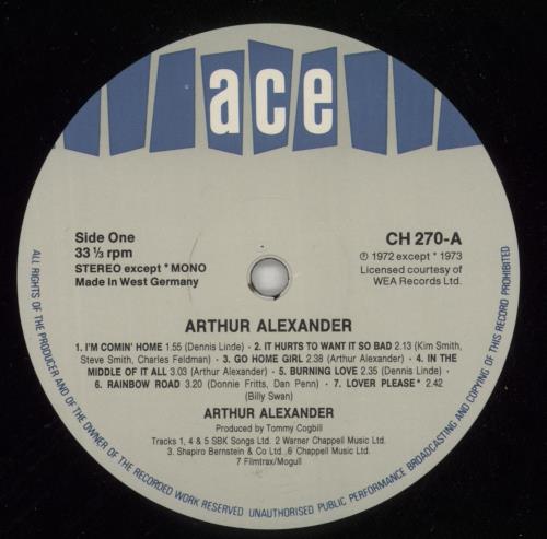 Arthur Alexander Arthur Alexander vinyl LP album (LP record) UK ARLLPAR767381