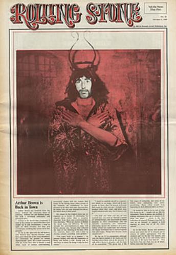 Arthur Brown Rolling Stone - October 1969 magazine US A-BMARO350754