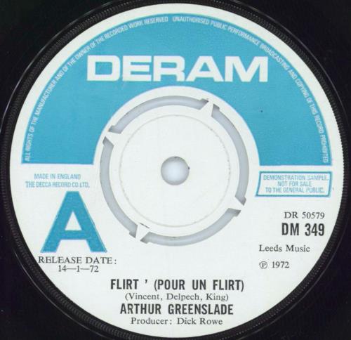 Arthur Greenslade Flirt ' (Pour Un Flirt) 7" vinyl single (7 inch record / 45) UK 55-07FL813737