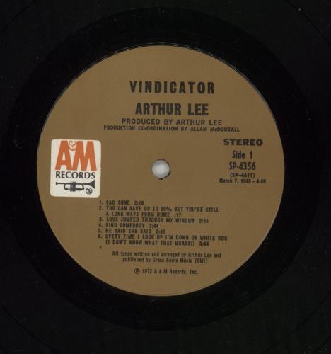 Arthur Lee Vindicator vinyl LP album (LP record) US ATHLPVI872695
