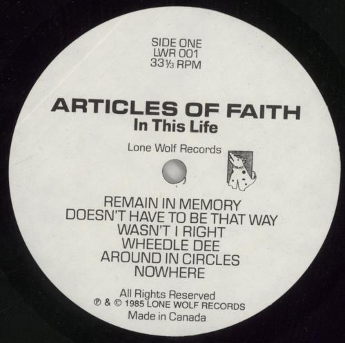 Articles Of Faith In This Life vinyl LP album (LP record) US 9SYLPIN863526