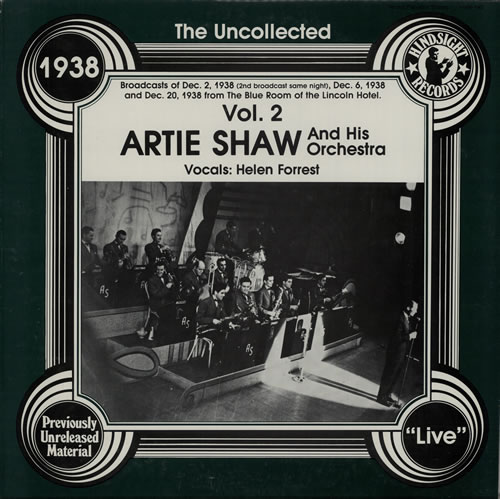 Artie Shaw 1938 - Volume 2 vinyl LP album (LP record) US AS-LPVO578253