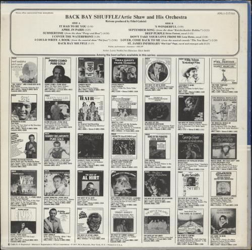 Artie Shaw Backbay Shuffle vinyl LP album (LP record) US AS-LPBA888358