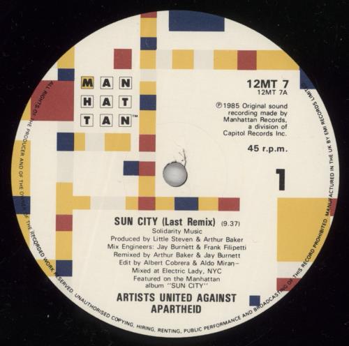 Artists United Against Aparthe Sun City + Sleeve 12" vinyl single (12 inch record / Maxi-single) UK AAA12SU86544