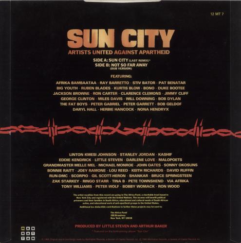 Artists United Against Aparthe Sun City + Sleeve 12" vinyl single (12 inch record / Maxi-single) UK AAA12SU86544