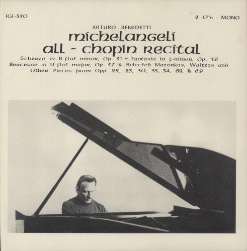 Arturo Benedetti Michelangeli All-Chopin Recital 2-LP vinyl record set (Double LP Album) US A322LAL868399