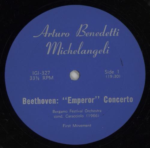 Arturo Benedetti Michelangeli Piano Concerto No. 5 In Eb, "Emperor" vinyl LP album (LP record) US A32LPPI868415
