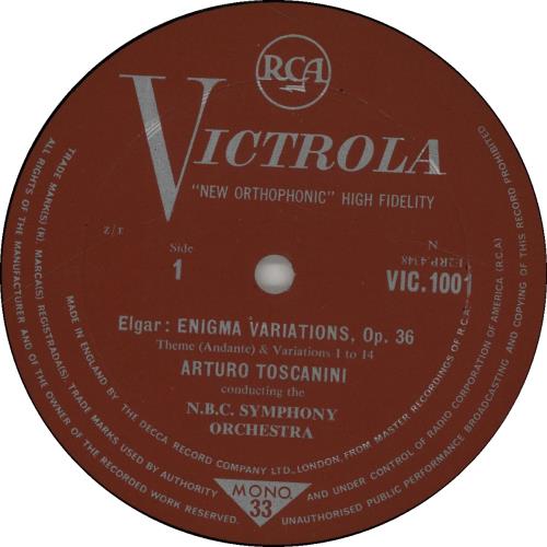 Arturo Toscanini Elgar: Enigma Variations, Op. 36 / Brahms: Variations On A Theme By Haydn vinyl LP album (LP record) UK A35LPEL651368