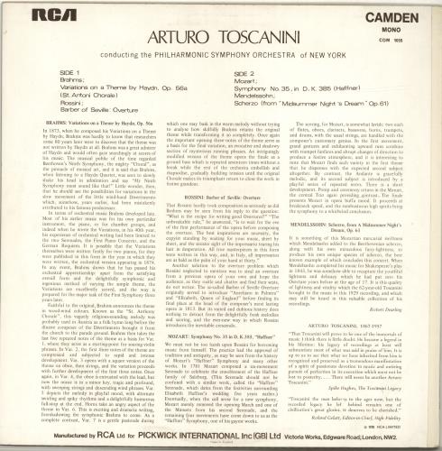 Arturo Toscanini Toscanini Conducting The Philharmonic Symphony Orchestra Of New York vinyl LP album (LP record) UK A35LPTO701025