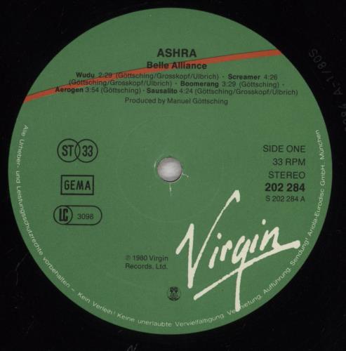 Ash Ra Tempel Belle Alliance vinyl LP album (LP record) German ASRLPBE835032
