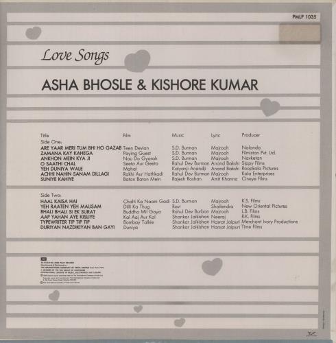 Asha Bhosle Love Songs vinyl LP album (LP record) Indian 110LPLO885220