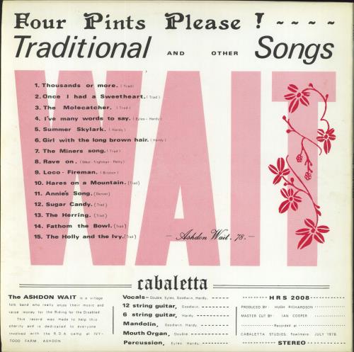 Ashdon Wait 4 Pints Please vinyl LP album (LP record) UK 5UOLPPI806302