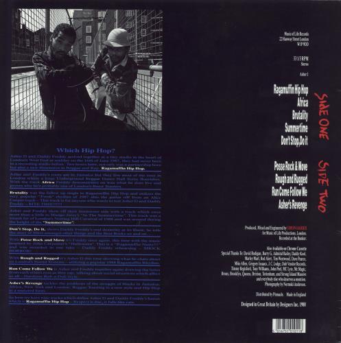 Asher D & Daddy Freddy Ragamuffin Hip-Hop vinyl LP album (LP record) UK 5ZPLPRA811794