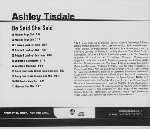 Ashley Tisdale He Said She Said CD single (CD5 / 5") US AH7C5HE434009