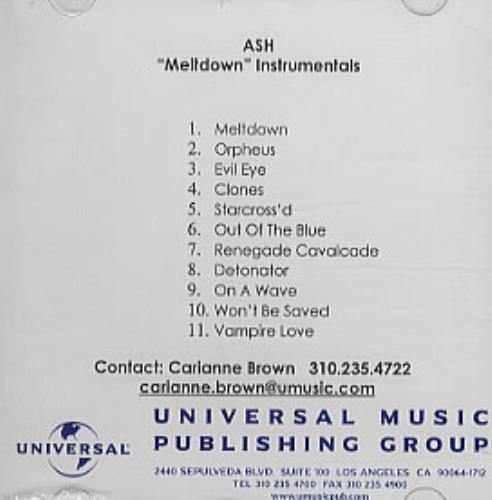 Ash Meltdown - Instrumentals CD-R acetate US A-SCRME327507